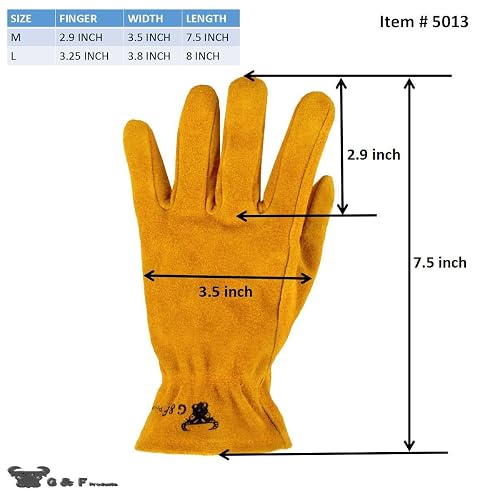 G & F 5013 Kids Leather Work Gloves for 4-6 Years Old