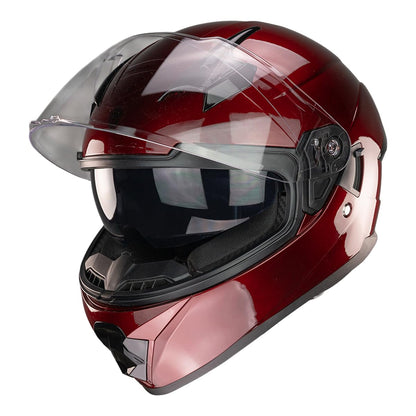 KOV Casco Beta Cherry Rojo Brillante Integral para Moto Certificado Dot