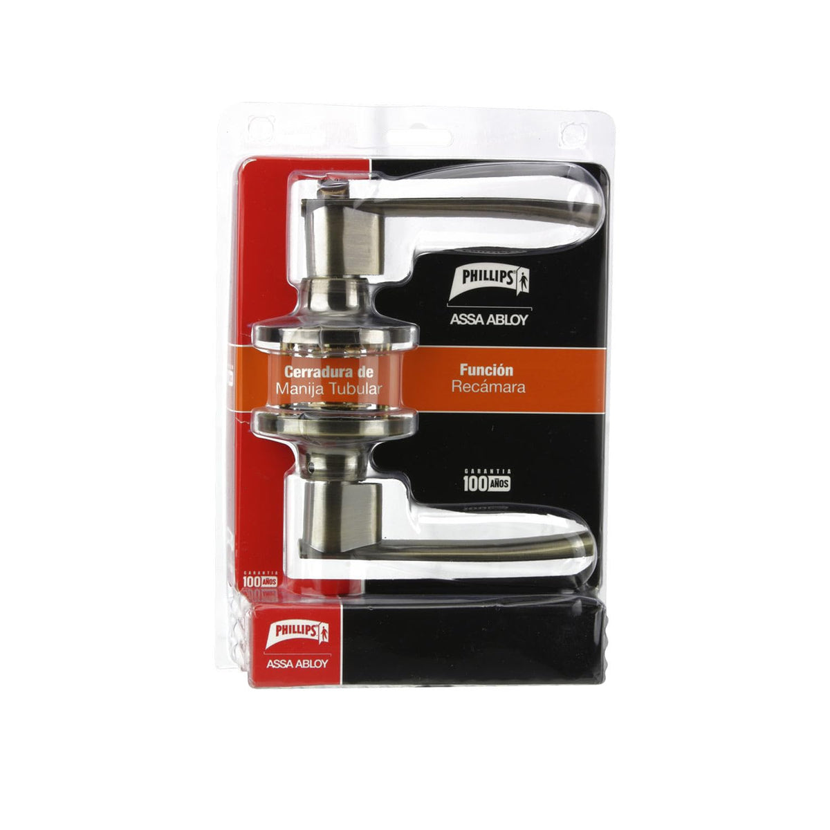 Phillips Manija Cipres Recámara Latón Antiguo | Cerradura Tubular Anti Tarjeta | Estilo Clásico Vintage | Puertas 35-45mm | Incluye Llaves y Garantía