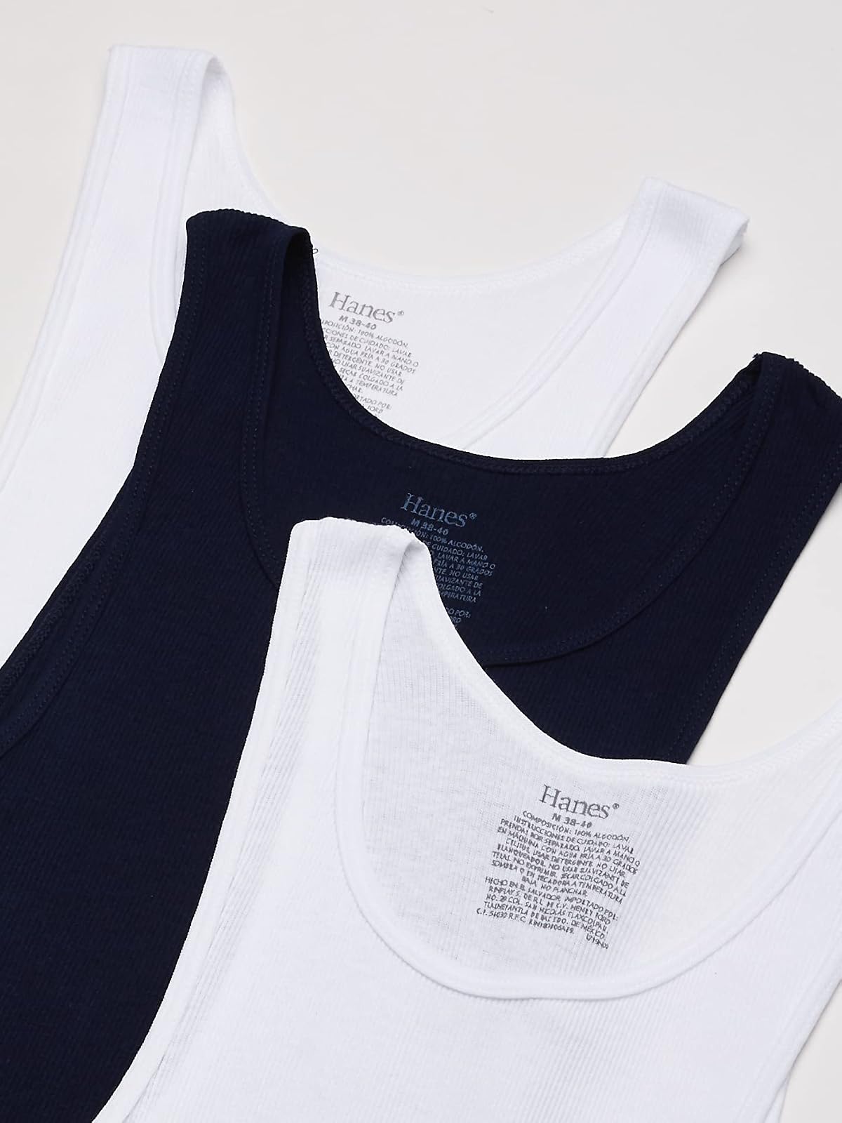 Hanes Premium Camiseta de Tirantes Hombre 3-Pack Blanco/Negro