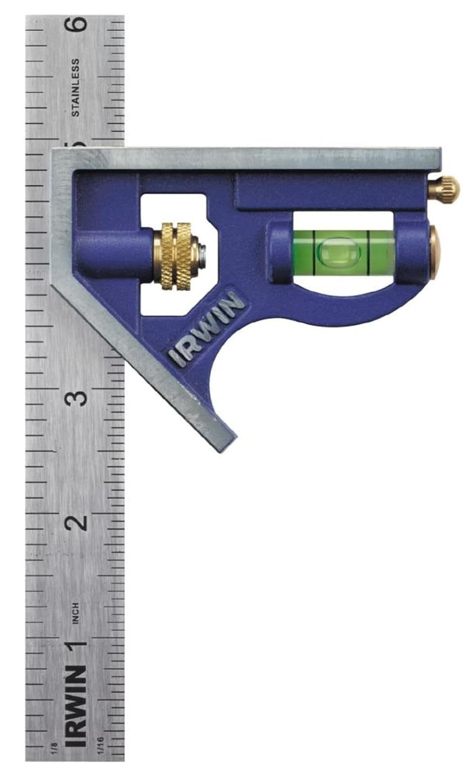 IRWIN Escuadra Combinada de Metal con Nivel y Bisel en T - 15.24 cm - Cuadrado de combinación regular