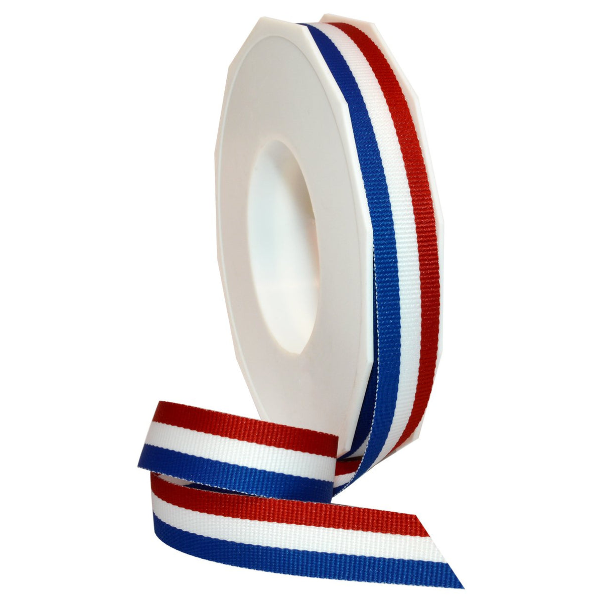Morex Ribbon Cinta de Grogrén a Rayas, Rojo/Blanco/Azul - 5 - 8 in x 20 yd
