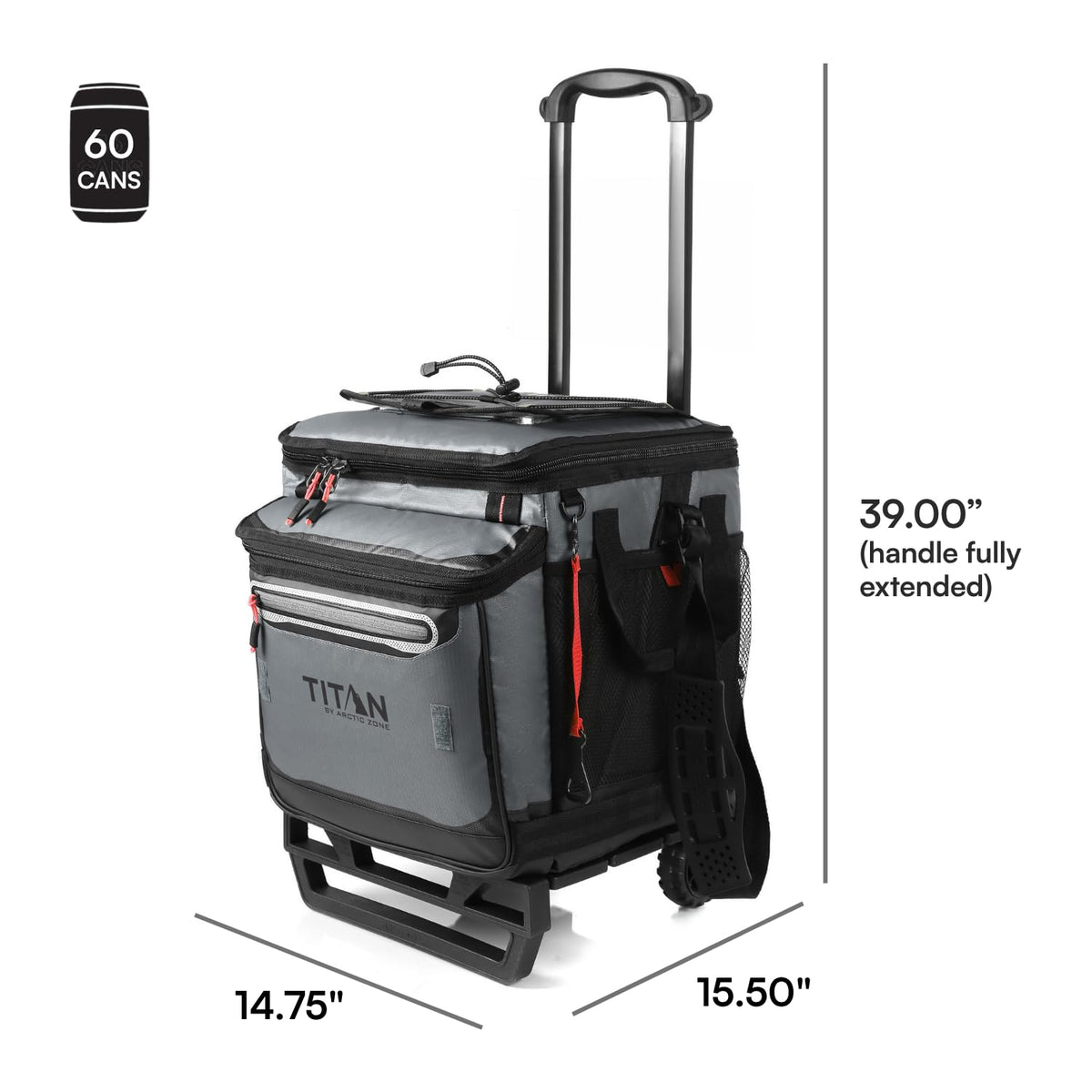 Titan Deep Freeze 60 (50+10) Enfriadores con Ruedas – Enfriador Plegable con Ruedas y Carrito Todo Terreno