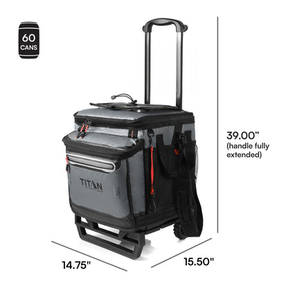 Titan Deep Freeze 60 (50+10) Enfriadores con Ruedas – Enfriador Plegable con Ruedas y Carrito Todo Terreno