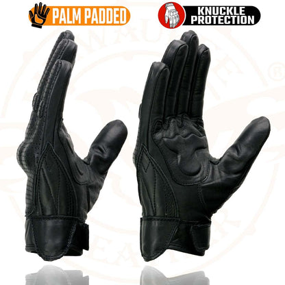 Milwaukee - Guantes cortos de piel perforados para hombre, Negro, Mediano
