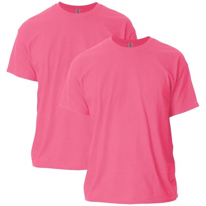 Gildan Playera Ultra Cotton G2000 Multipack para Hombre, Ajuste Clásico - Rosa de seguridad (2 unidades) - M