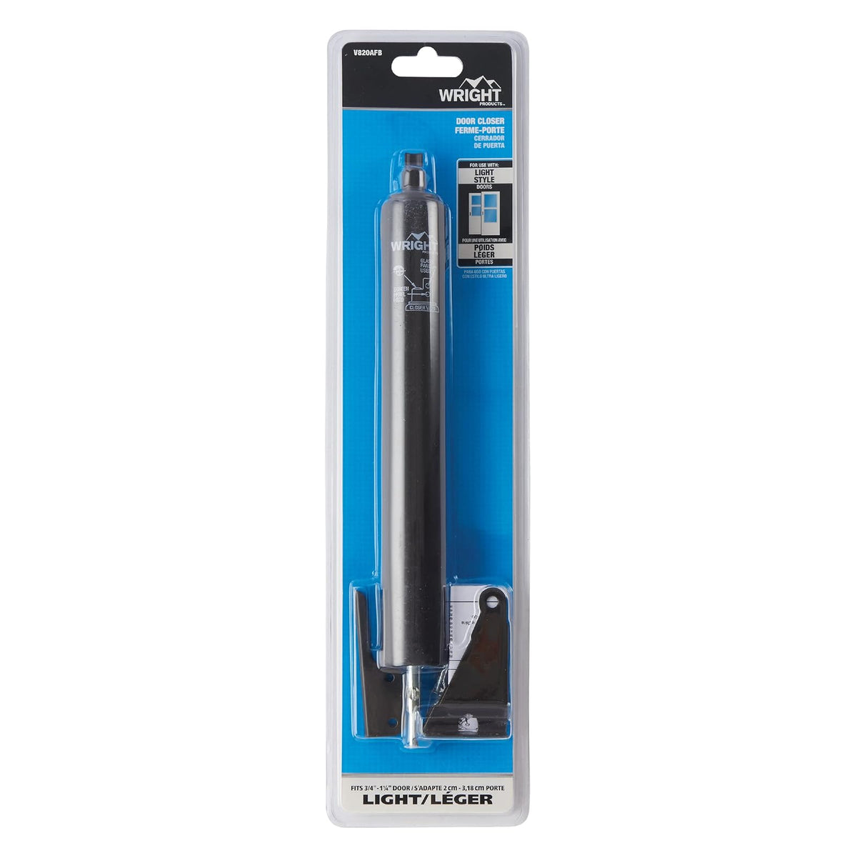 Wright Products - Cierrapuertas neumáticas para tormentas, ajustable, cierre suave con arandela de sujeción abierta (transición, bronce)