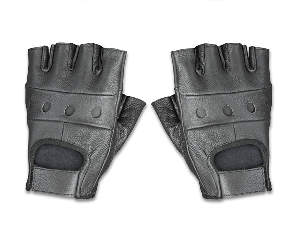 Raider Guantes sin Dedos de Piel BCS-500-M, Negro, M