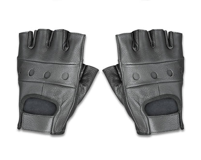 Raider Guantes sin Dedos de Piel BCS-500-M, Negro, M