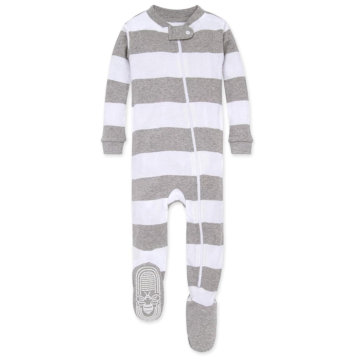 Burt's Bees Baby Pijama Cierre de Cremallera Algodón Orgánico - 18 Meses - jaspeado gris rugby raya