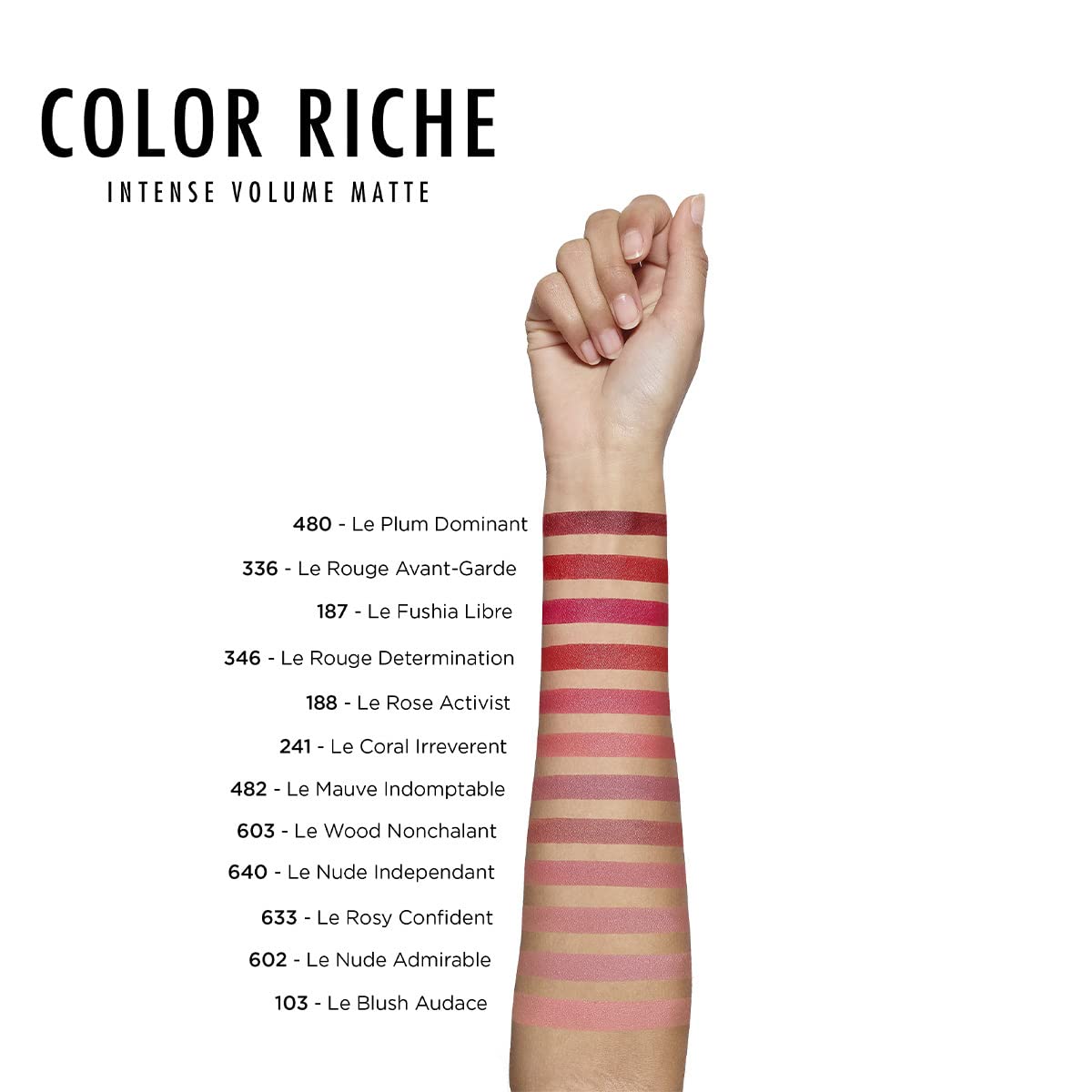 L'Oréal Paris Labial en Barra Mate con Ácido Hialurónico, Color Riche Intense Volume Matte |346 LE ROUGE DETERMINATION, 1.8g