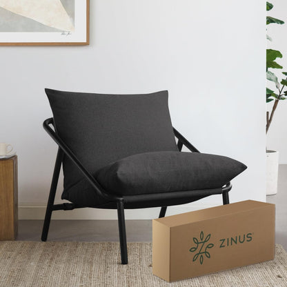 Zinus Ada Silla de Estructura Metálica Triangular, Cojines de Espuma - Sin Reposapies - Gris oscuro