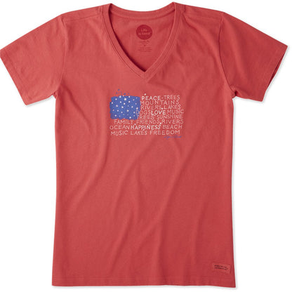 Life is Good - Bandera de Amor para Mujer con Texto Crusher Vee Peace Love