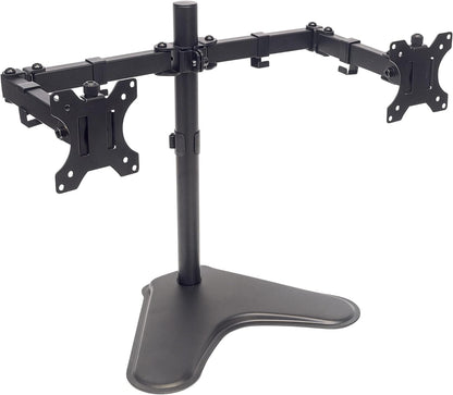 Manhattan Soporte para 2 Monitores de 13 a 32 Pulgadas Brazo Doble Articulado VESA para Escritorio Base de Monitor Ajustable, Pantalla Vertical, Accesorios para PC y Oficina 461559