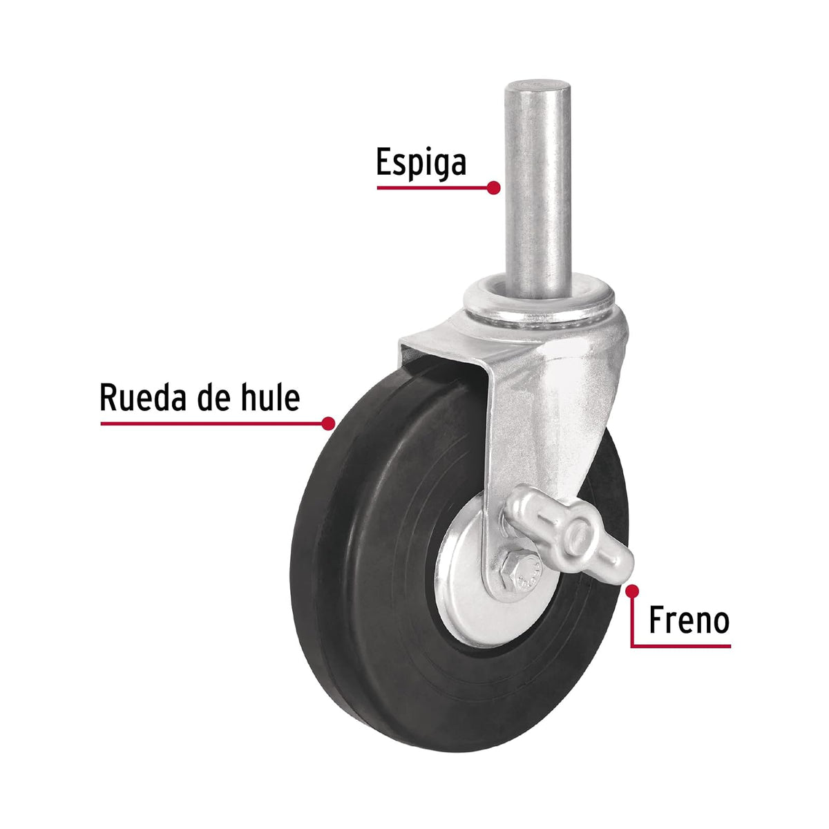 Fiero RO-1427F Rodaja hule espiga solida 1" x 6"freno, color, pack of/paquete de 1
