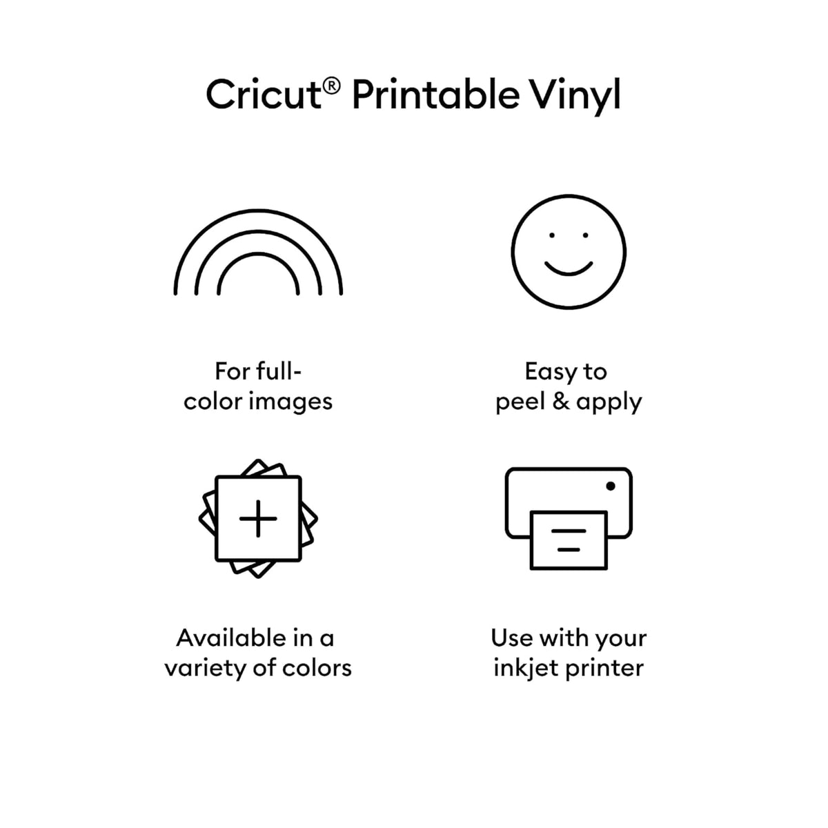 Cricut Vinilo imprimible - 50 unidades, tamaño carta de EE. UU. (8.5 x 11 pulgadas), compatible con máquinas Cricut Maker, Explore, & Joy Xtra