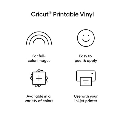 Cricut Vinilo imprimible - 50 unidades, tamaño carta de EE. UU. (8.5 x 11 pulgadas), compatible con máquinas Cricut Maker, Explore, & Joy Xtra