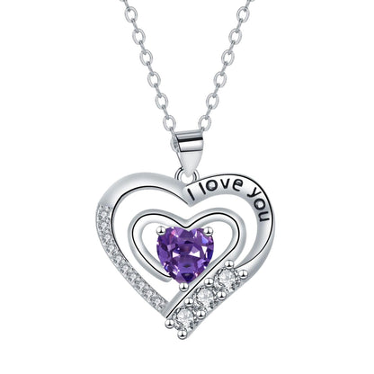 XYPHIELLE Collar de Corazón Blanco para Mujer, Cadena de Acero Inoxidable, Dije Minimalista de Color Blanco, Regalo para Novia Esposa, Ideal para San Valentín Aniversario - Púrpura