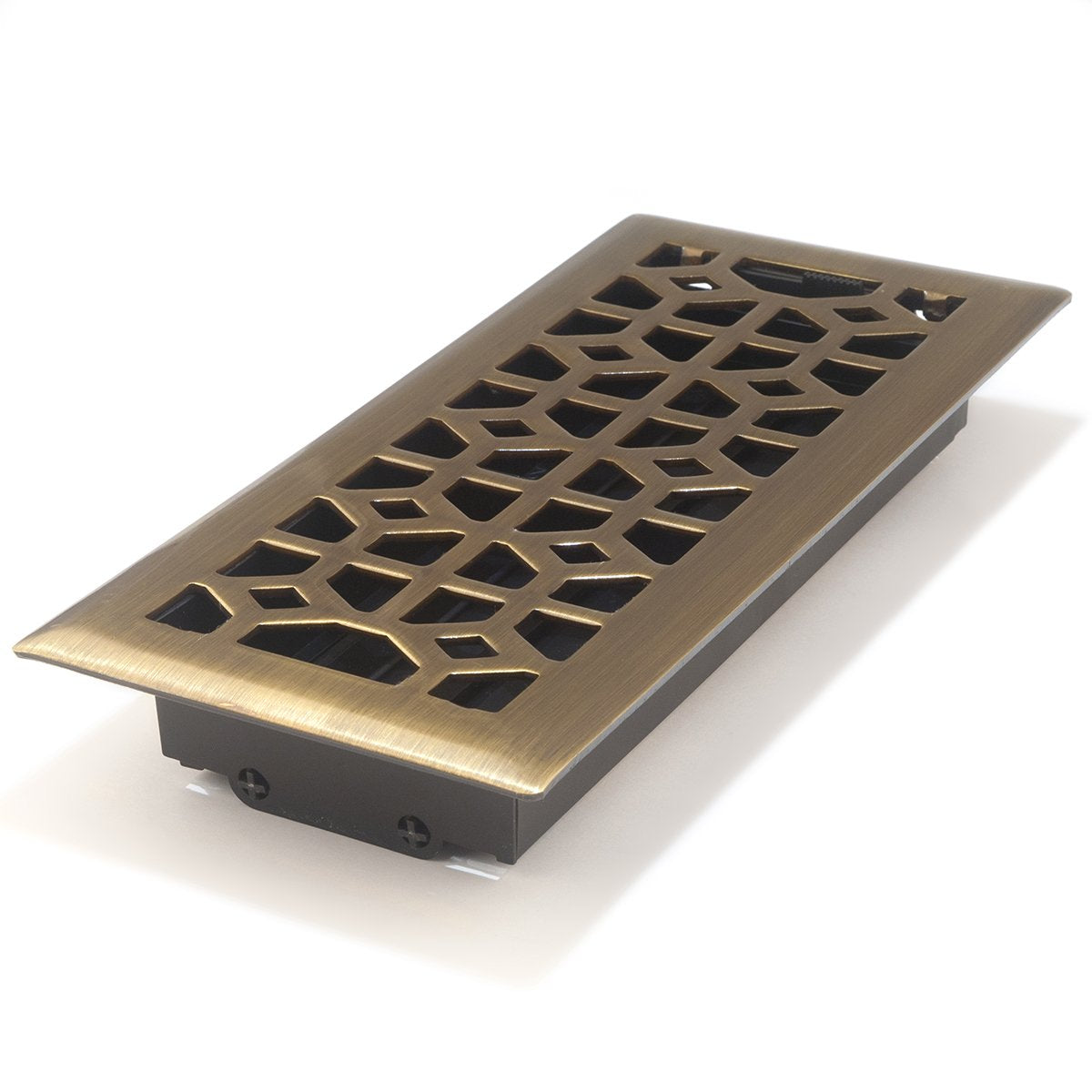 Accord, diseño de amfrabm410 Piso registro con Marquis, 4-Inch X 10-pulgadas (apertura de conducto Medidas), color latón envejecido, Moderno, 10.16 cm x 25.4 cm, Antique Brass - Antique Brass - 10.16 cm x 25.4 cm