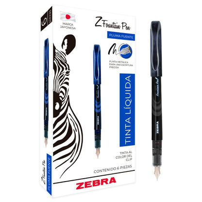 Zebra Z-Fountain Pluma Fuente Desechable, Caja con 6 Piezas - Negro