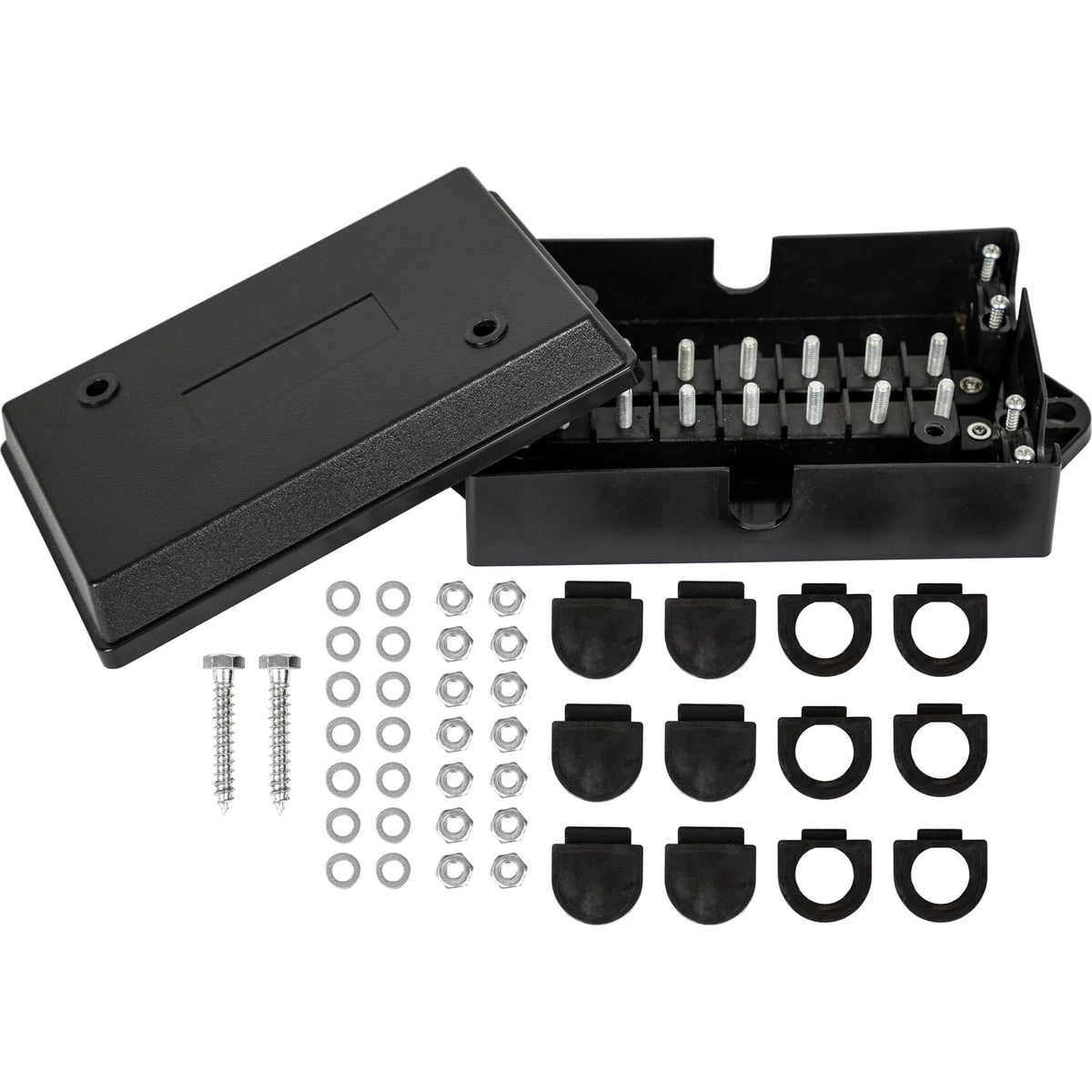 Buyers Products 5601114 14 Caja de conexiones con terminales, caja de polímero duradera con terminales simples, resistente a la intemperie, fácil consolidación para cableado de camiones, accesorios