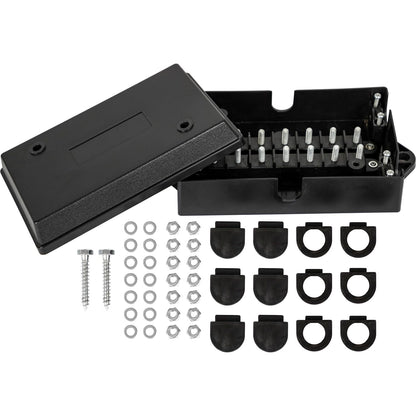 Buyers Products 5601114 14 Caja de conexiones con terminales, caja de polímero duradera con terminales simples, resistente a la intemperie, fácil consolidación para cableado de camiones, accesorios