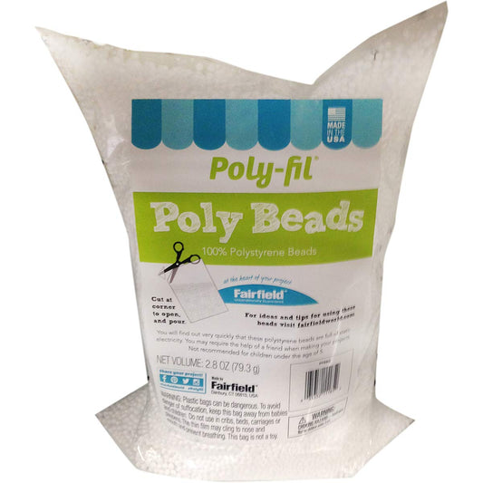 Fairfield Poly-Fil - abalorio de polietileno de alta calidad, relleno para animales de peluche, juguetes y muñecas, ideal para floam y slime, relleno de puf, bolsa de 2.8 onzas