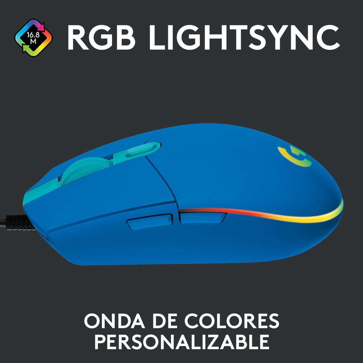 Logitech G203 LIGHTSYNC Mouse Gaming con Iluminación RGB Personalizable, 6 Botones Programables Seguimiento de hasta 8,000 dpi, Ultra-Ligero - Color Azul