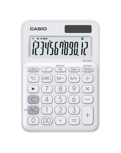 Casio Calculadora Escritorio | MS-20UC-WE | 12 dígitos | Blanca