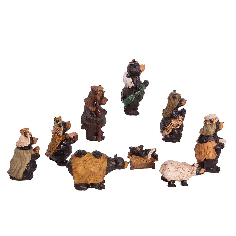 Kurt Adler J3383 Resin Nativity Bear, 4-Inch, Set of 9