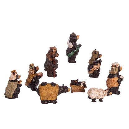 Kurt Adler J3383 Resin Nativity Bear, 4-Inch, Set of 9