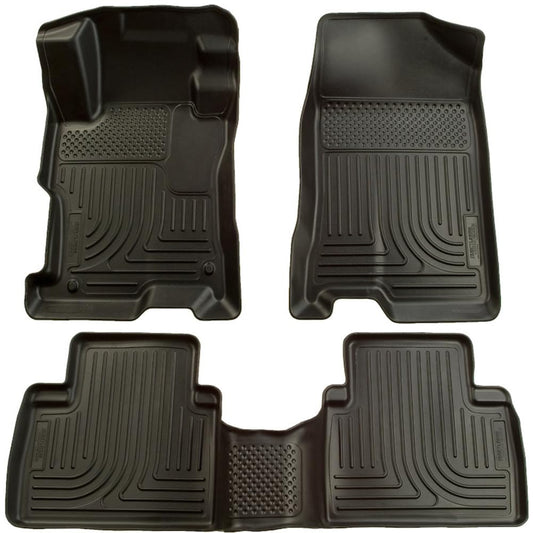 Husky Liners Weatherbeater - Alfombrillas para Honda Civic 2012-2013 de 4 Puertas | Fila Delantera y 2da, 3 Piezas, Color Negro - 98441