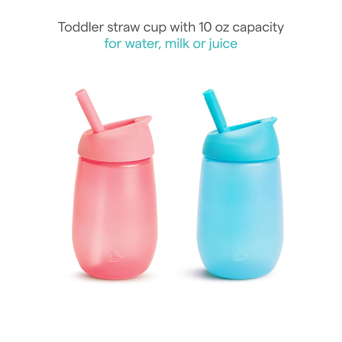 Munchkin Simple Clean - Taza de popote, 10 onzas, paquete de 2, rosa/azul, 2 unidades (paquete de 1)