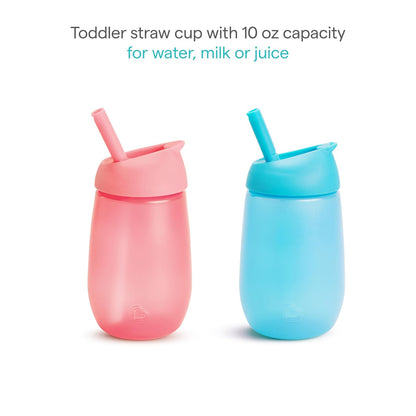 Munchkin Simple Clean - Taza de popote, 10 onzas, paquete de 2, rosa/azul, 2 unidades (paquete de 1)