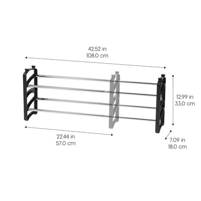 IRIS USA Zapatera Extensible de 2 Niveles para 10 Pares, Metal | Se adapta a varios tamaños de calzado con longitud ajustable para mayor flexibilidad