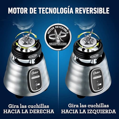 Licuadora clásica Oster reversible cromada vaso de vidrio BLSTBESTE013