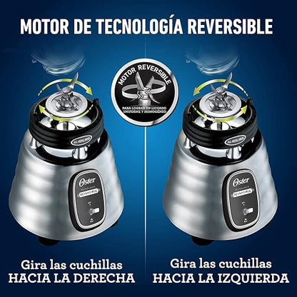 Licuadora clásica Oster reversible cromada vaso de vidrio BLSTBESTE013