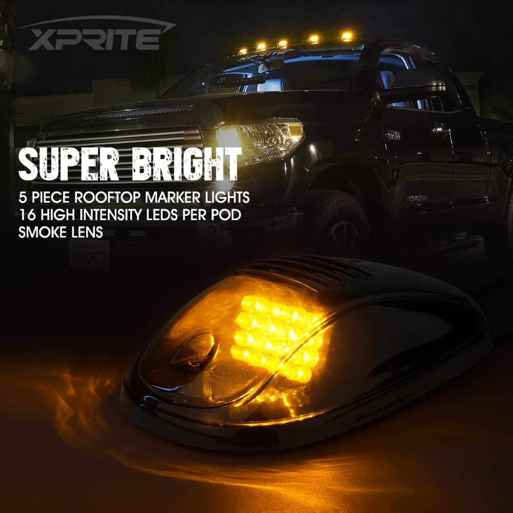 Xprite Juego de Luces de Marcha con 16 LED Color Ámbar para Camionetas SUV SL-745N-G3-Y