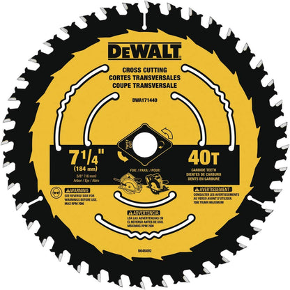 DEWALT - Hoja de sierra circular, 7 1/4 pulgadas, 40 dientes, corte de madera (DWA171440)