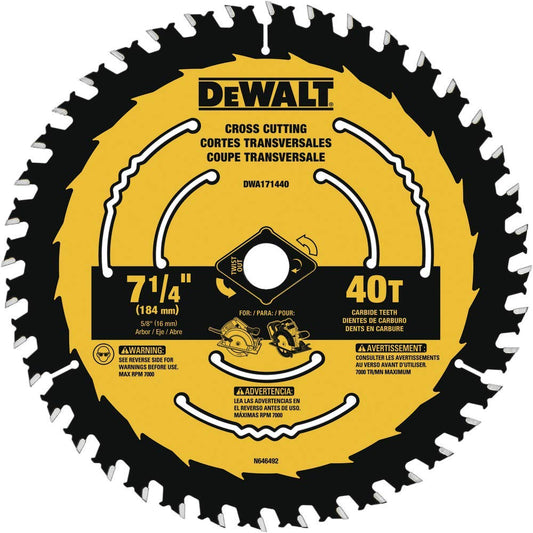 DEWALT - Hoja de sierra circular, 7 1/4 pulgadas, 40 dientes, corte de madera (DWA171440)
