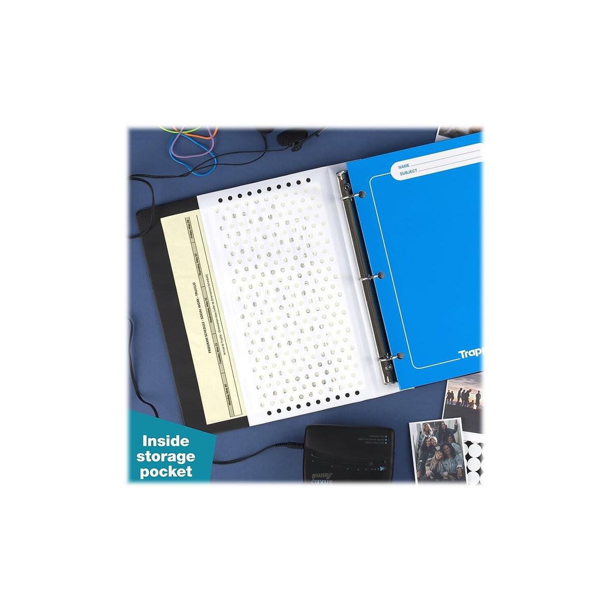 Mead Trapper Keeper - Carpeta de 1" con 2 Folders y Cierre de Velcro. Diseño Shapes. 260038CQ1-ECM