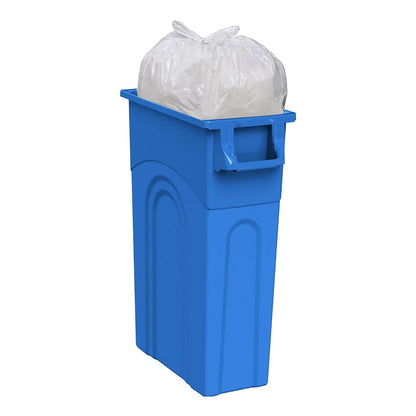 United Solutions Highboy Contenedor de reciclaje, 23 galones, perfil delgado que ahorra espacio y fácil extracción de bolsas para uso en interiores o exteriores, reciclaje azul