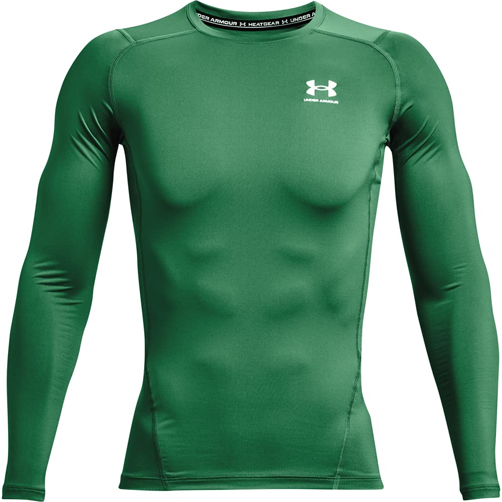 Under Armour HeatGear Playera de Compresión Manga Larga Hombre - XL - Team Kelly Green (305) - Blanco