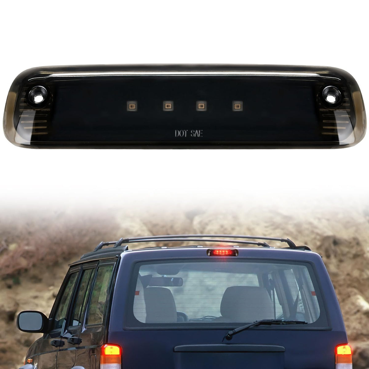 Nilight Tercera Luz de Freno LED para Camioneta - Lente ahumada. - Jeep Cherokee 1997-2001