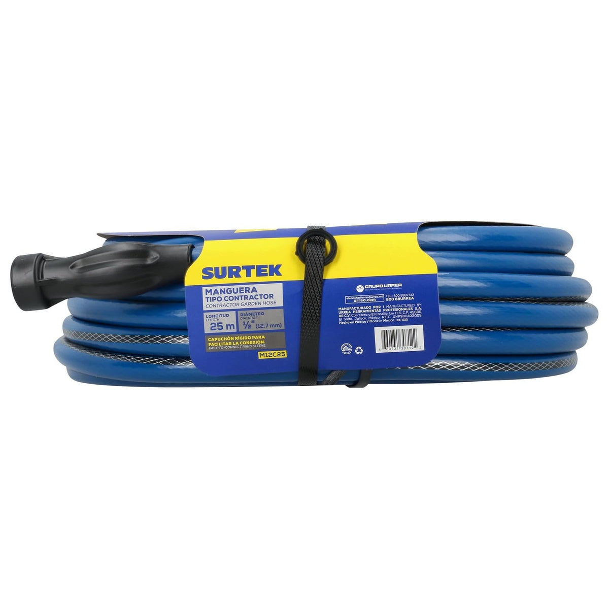 Surtek M12C25 Manguera para jardín contractor con conector metálico 1/2", 25 m