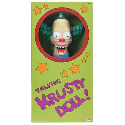 Jakks Pacific - The Simpsons Talking Krusty Doll de 40 cm – Modos Bueno/Malo, Frases en Inglés y Switch, con Cuerda Tiradora – Peluche Articulado Oficial para Fans 14+ Años