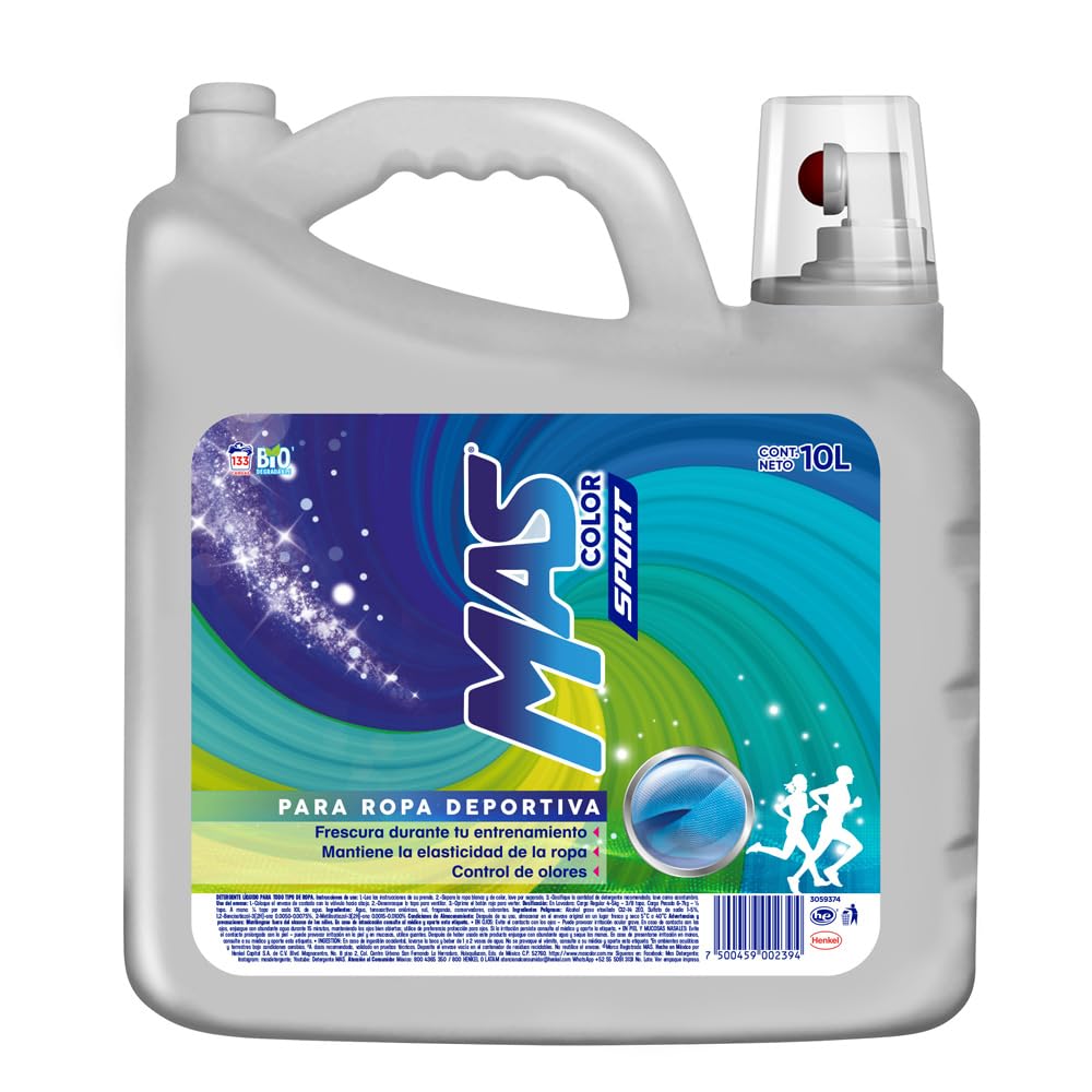 Mas Color Sport Detergente líquido 10Lt para Ropa Deportiva
