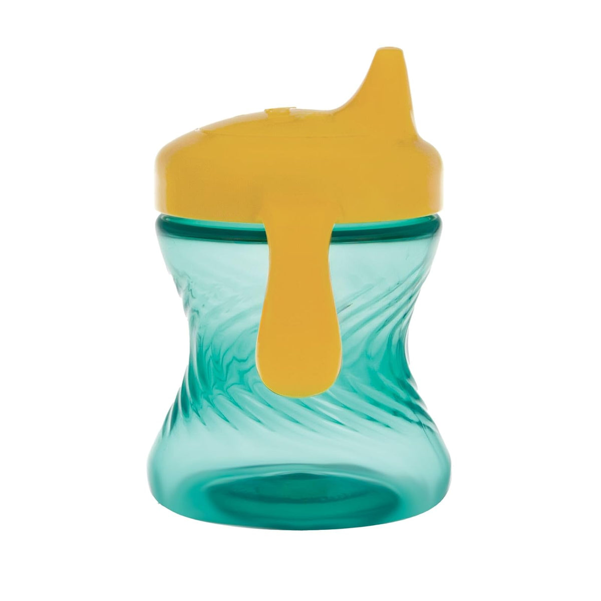 Nuby - Taza para beber con boquilla dura sin derrames de 2 asas con fácil agarre, paquete de 3, 7 onzas, taza para beber con sorbos controlados durante más de 6 meses, color verde/agua/rojo