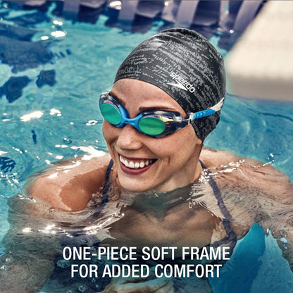 Speedo Unisex-Adult Swim Goggles Hydrosity, Mirrored Charcoal + Gorro de natación Unisex para Adultos
