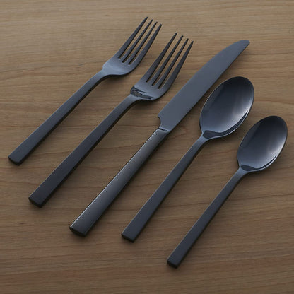 Oneida Chef's Table Black Juego de cubiertos de 20 piezas para uso diario, servicio para 4, 18/0 de acero inoxidable, juego de cubiertos